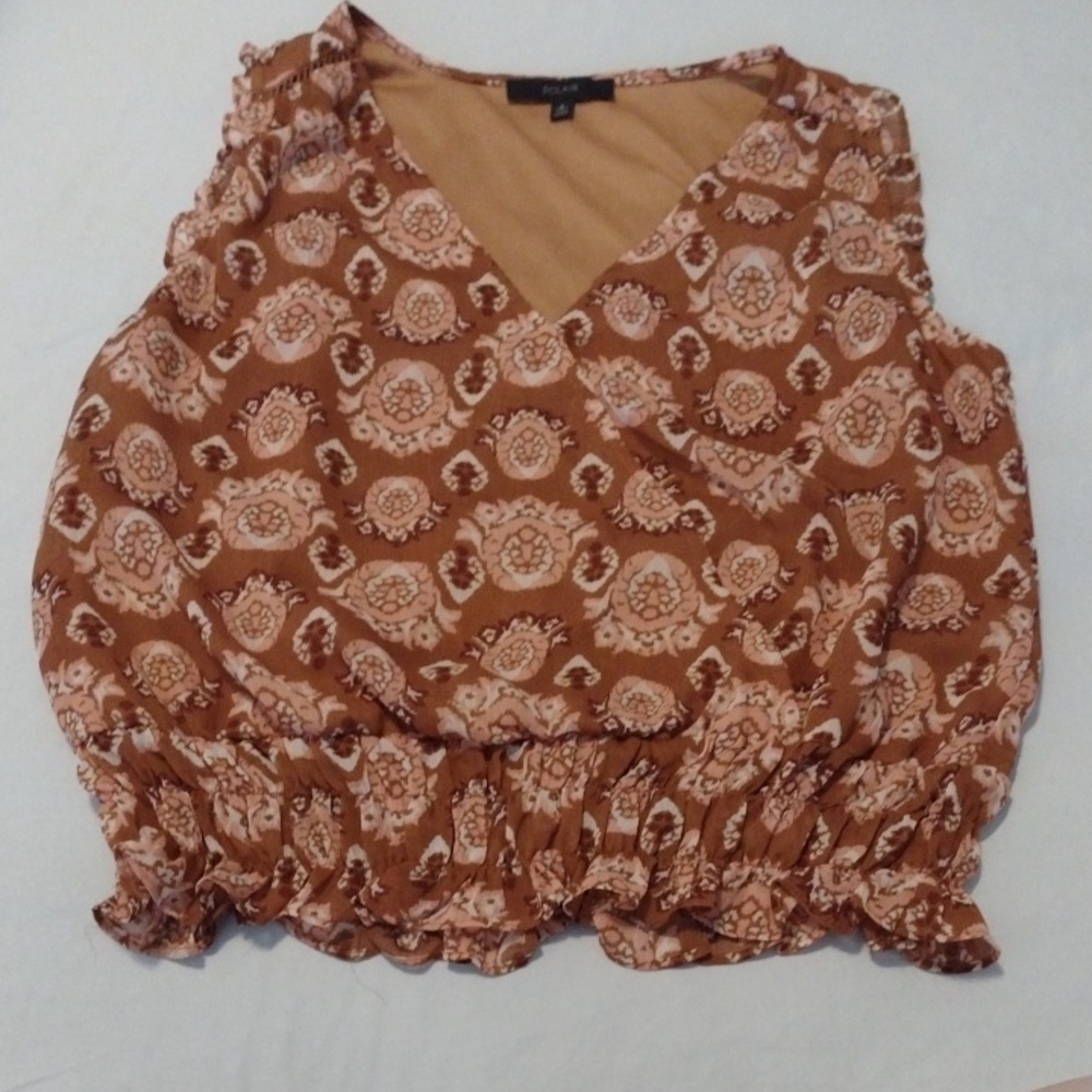 Brown Patterned Sleeveless Top Eclair sz smS